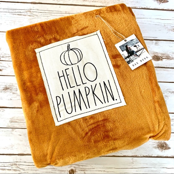 Rae Dunn Other - Rae Dunn HELLO PUMPKIN Queen Sized Blanket 90”x90”